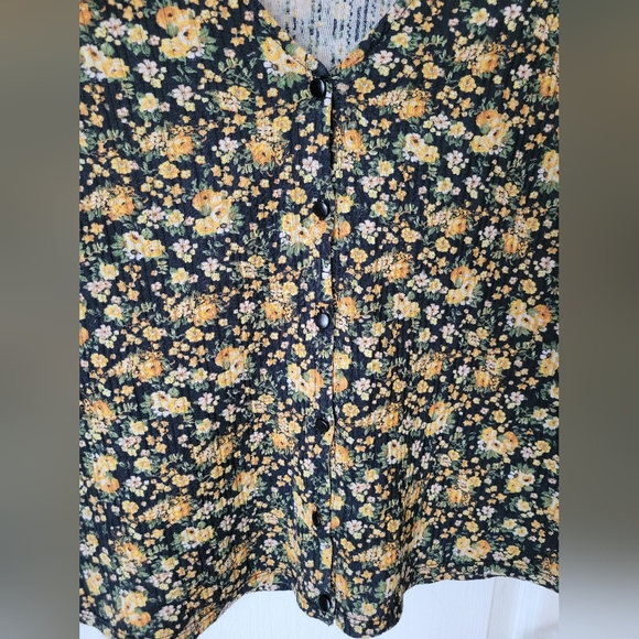 Sézane Celia T-Shirt Blouse Black Blossom Floral Print Organic Cotton Size XS - Picture 5 of 10